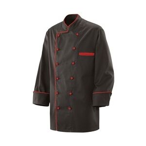 Exner 207 - Kochjacke schwarz langarm mit Paspel in verschiedenen Farben : rot 65% Polyester 35%Baumwolle 220 g/m2 2XL