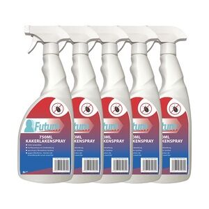 Futum 5x750ml Kakerlaken-Spray bekämpft Eier, Larven, ausgewachsene Insekten auf Wasserbasis, geruchsarm, Sofortwirkung ohne Flecken F110111-06