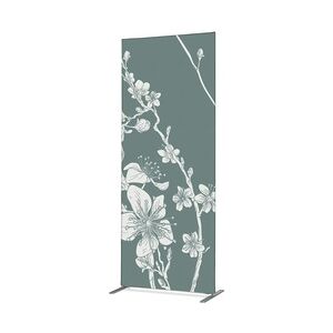 SHOWDOWN Displays Showdown Textil Raumteiler Deko - 100-200 Abstrakte Japanische Kirschblüte - Grün - Schwarzer Rahmen