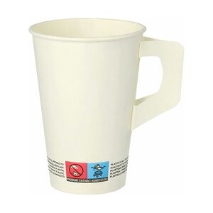1-PACK 80x Henkelbecher Kaffeebecher weiß Pappe beschichtet 200 ml