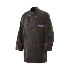 Exner 207 - Kochjacke schwarz langarm mit Paspel in verschiedenen Farben : purple 65% Polyester 35%Baumwolle 220 g/m2 XL