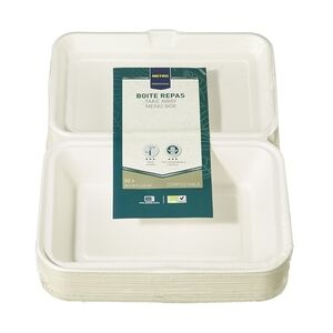 Metro Professional Menübox, Bagasse, 24 x 16.5 x 6.5 cm, 1200 ml, weiß, 50 Stück