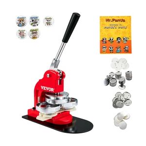 VEVOR Buttonmaschine Knopfmachermaschine, 75 mm (3 Zoll) Badge Punch Press Set, Kinder DIY Geschenke Pin Maker, Button Herstellung Zubehör mit 500 Stk. Button Ersatzteile & Kreisschneider & Zauberbuch