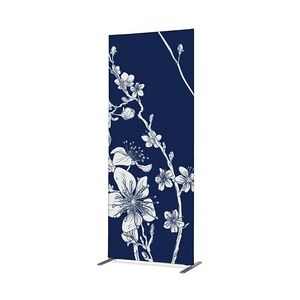SHOWDOWN Displays Showdown Textil Raumteiler Deko - 100-200 Abstrakte Japanische Kirschblüte - Blau - Schwarzer Rahmen