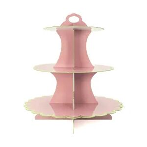 Intirilife Etagere aus Karton mit 3 Ebenen in Rosa - 30 / 24.5 / 18.5 x 33 cm - Tortenständer aus Pappe, Muffinständer Cupcake Ständer