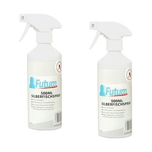 Futum 2x500ml Silberfisch-Spray bekämpft Eier, Larven, ausgewachsene Insekten auf Wasserbasis, geruchsarm, Sofortwirkung ohne Flecken F400020-06