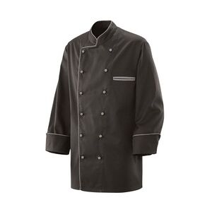 Exner 207 - Kochjacke schwarz langarm mit Paspel in verschiedenen Farben : silbergrau 65% Polyester 35%Baumwolle 220 g/m2 S