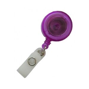 JOJO – Ausweishalter Ausweisclip Schlüsselanhänger, runde Form, Gürtelclip, Druckknopfschlaufe, Farbe transparent lila - 100 Stück