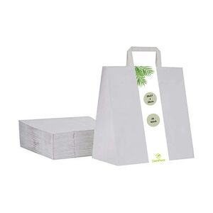 DeinPack Umweltschonende Papier Tragetaschen klein 25 x weiße Papiertragetasche 26 x 17 x 26 cm