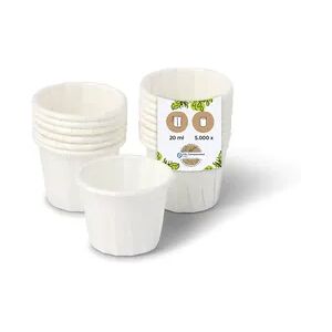 BIOZOYG 5000 Stück Mini-Schalen 20ml weiß, Probierbecher, Einwegschälchen Dipschalen Papier für Dips, Saucen, Fingerfood, umweltfreundlich, robust