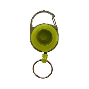 JOJO – Ausweishalter / Ausweisclip / Schlüsselanhänger mit runder Form, Metallumrandung, Gürtelclip, Schlüsselring, Farbe transparent gelb - 100 Stück