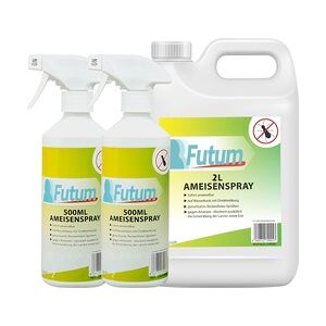 Futum 1x2 Liter + 2x500ml Ameisen-Spray bekämpft Eier, Larven, Insekten auf Wasserbasis, geruchsarm, Sofortwirkung ohne Flecken F000270-06