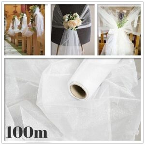 Best To Buy 50 Cm X 100 M Rolle Tüll Transparenter Kristall-Organza-Rollenstoff Weiß Für Party, Hochzeit, Dekoration, Veranstaltungen, Fototermin, Hintergrund