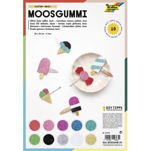 Folia Moosgummi Glitter/basic 20x29cm 10 Blatt Farbig