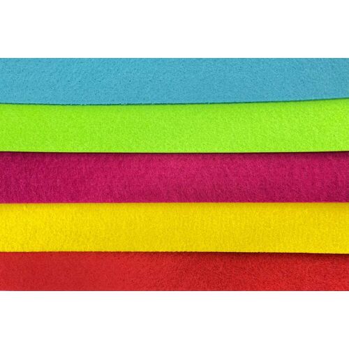 Mr Beam Acryl Filz, 3mm, A3, Neonfarben, 5er Pack (je Farbe 1 Stück)