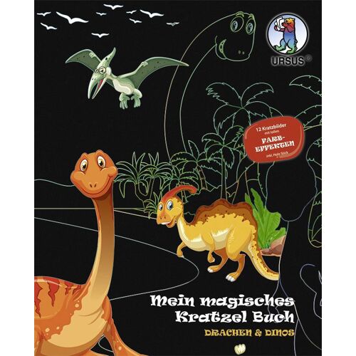 Ludwig Bähr Ursus Kinder-Bastelsets Magisches Kratzel-Buch Drachen & Dinos