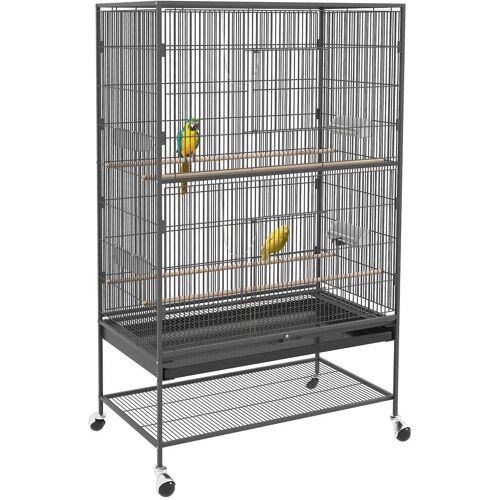 PawHut Vogelkäfig mit Rollen grau 94L x 57B x 153H cm