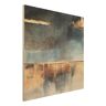 Holzbild Abstrakt - Quadrat Abstraktes Seeufer in Gold