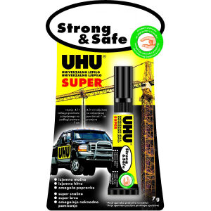 UHU GmbH & Co KG UHU Alleskleber Super Strong & Safe, klebt super stark und schnell, 7 g - Tube in Blisterverpackung