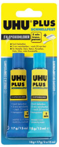 UHU GmbH & Co KG UHU plus schnellfest 2-K-Epoxidharzkleber, Lösungsmittelfreier Zweikomponenten-Klebstoff auf Epoxidharz-Basis, 35 g - Tube in Hängekunststoffbox