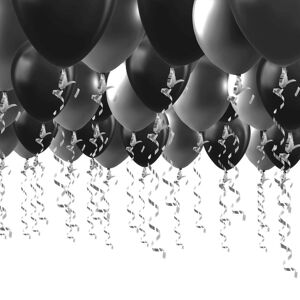 Generisk Loftballoner - balloner til taget, babyshower nytår sølv sort 1 sæt
