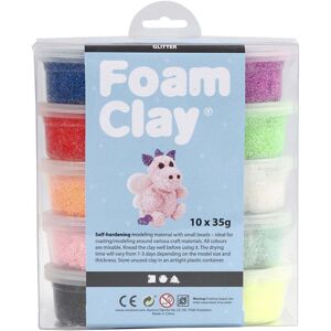 Foam Clay®, glitter, ass. farver, 10x35 g/ 1 pk.