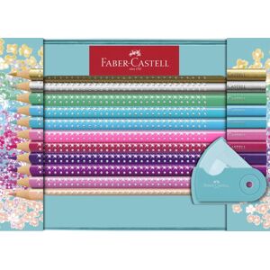 Färgpennor Sparkle Metalletui med vässare, 20-p FSC, Faber-Castell