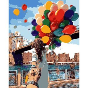 Shoppo Marte DIY Creative Paint By Numbers Oil Painting Romantic Balloon Art Painting without Framework, Size: 40*50 cm