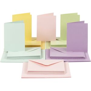 Creativ Company Kort og kuverter, kort str. 10,5x15 cm, kuvert str. 11,5x16,5 cm, 110+220 g, pastelfarver, 50 sæt/ 1 pk.