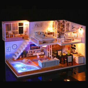 High Discount Meet You Wooden House Furniture DIY Miniature House Dollhouse Toys