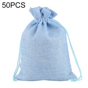 Shoppo Marte 50 PCS Multi size Linen Jute Drawstring Gift Bags Sacks Wedding Birthday Party Favors Drawstring Gift Bags, Size:10x14cm(Light Blue)
