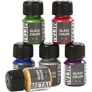 Creativ Company Glass Color Metal, ass. farver, 6x30 ml/ 1 pk.