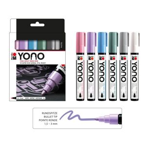 Marabu Markerpenna YONO, Pastell Set med 6 markers 1.5-3 mm