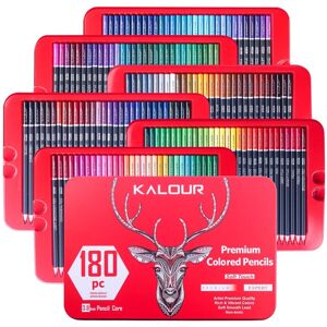 KALOUR 180 Colors Color Lead Set Painted Pencils Art Painting Supplies(Iron Box)