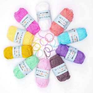 Otego 10-pack Bomullsgarn, Cotton Knitting, Crochet Yarn 49m/rulle