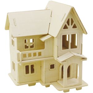 Creativ Company 3D Konstruktionsfigur, Hus med altan, str. 15,8x17,5x19,5 , 1 stk.