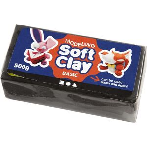 Soft Clay Modellervoks   500g   Sort