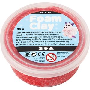 Foam Clay Modellermasse   Glitter   Rød