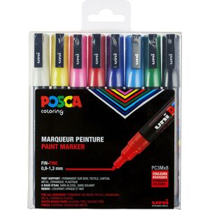 Posca Marker   Pc-3m   1,3 Mm   8 Standardfarver