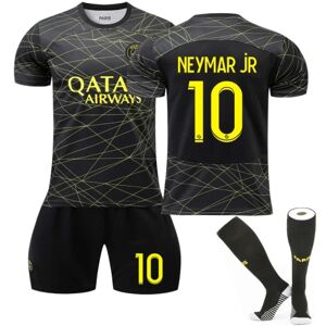 brand Fodboldsæt Fodboldtrøje Træningstrøje til nr. 10 Neymar Sort Svarta barn 24 (130-140 cm)