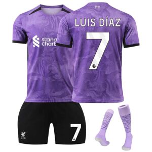 23-24 Liverpool Second Away fodboldtrøjesæt nr. 7 LUIS DIAZ fodbolduniform til voksne børn med sokker Komfortabel 18