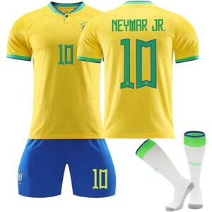 Neymar Jr 10 Hemma i tröja 20222023 Ny sæson Brasilien fodboldströjor Set Kids 24(130-140cm)