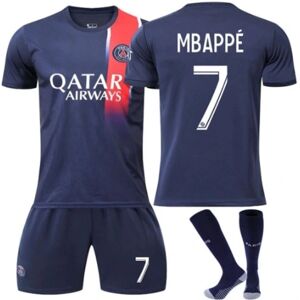 Unbranded 23-24 Paris Saint-Germain Børnefodboldtrøje nr. 7 Mbappe kids 24(130-140cm)