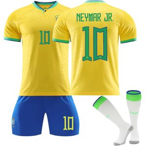 VM 2022 Brasilien Hjemmefodboldtrøje nr. 10 Neymar Home 28（12-13Years）