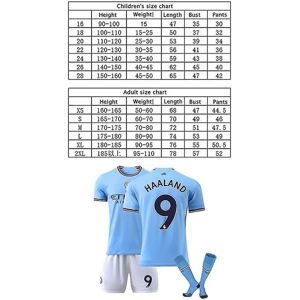 22-23 Ny sæson Manchester City nr. 9 Haaland trøjesæt m/ M(170-175CM)