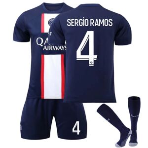Paris Home22-23 Ny sæson nr. 4 Sergio Ramos fodboldtrøje Voksen Børn nyeste Kids24(130-140cm)