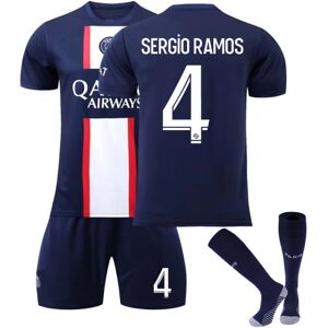 Goodies Paris Home22-23 Ny sæson nr. 4 Sergio Ramos Fodboldtrøje Fodboldtrøjer til voksne børn Kids24(130-140cm)