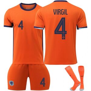 Goodies Holland EM hjemmefodboldtrøje nummer 4 Virgil seneste fodboldtrøje til voksne børn til den nye sæson 2 Kids 22(120-130cm)