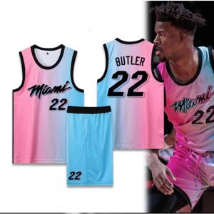 Goodies Basketballtrøjer Sportstøj Jimmy Butler Miami Heat nr. 22 Basketballtrøjer Voksne Børn Fodboldtrøjer Gradient colours children 28（150-155cm）