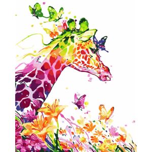 Diamondpainting_Sverige Diamantmaleri Firkantede Perler 50x70 cm 5D DIY Animal Giraf Multicolor